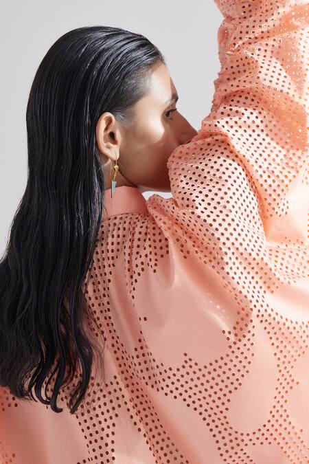 Shop_Echostudio_Pink Cotton Satin Floral Straight Collar Camellias Flower Dress _Online_at_Aza_Fashions