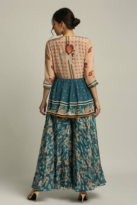 Soup By Sougat Paul Printed Angrakha Jacket & Jumpsuit Set 