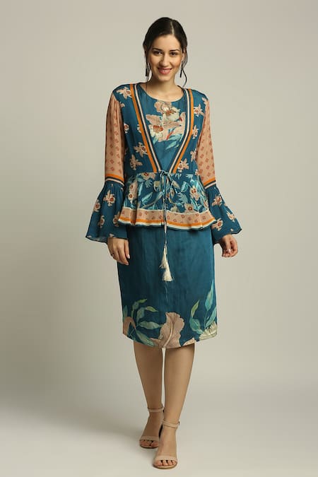 Soup By Sougat Paul Floral Print Jacket & Dress Set 
