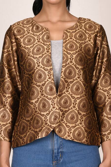 Samyukta Singhania Brown Front Open Jacket at Aza Fashions Samyukta Singhania_Brown Front Open Jacket _at_Aza_Fashions