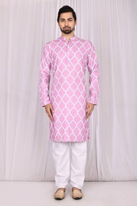 Buy_Samyukta Singhania_Pink Poly Viscose Printed Moroccan Kurta And Pant Set_Online_at_Aza_Fashions