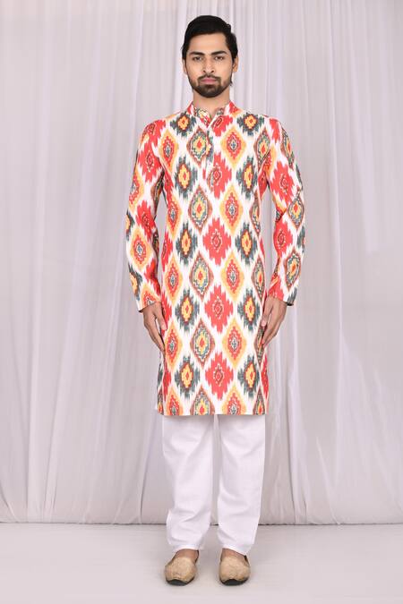 Buy_Samyukta Singhania_Multi Color Cotton Printed Geometric Kurta Set_Online_at_Aza_Fashions