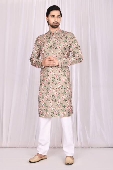 Samyukta Singhania Brown Cotton Printed Floral Kurta Set