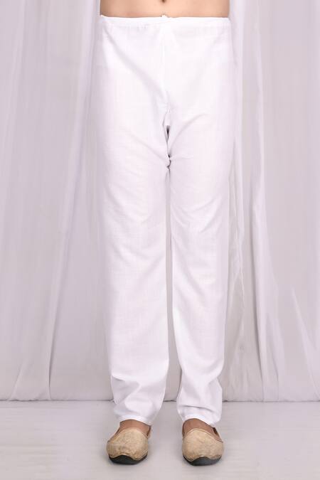 Samyukta Singhania_White Cotton Printed Striped Kurta Set_at_Aza_Fashions