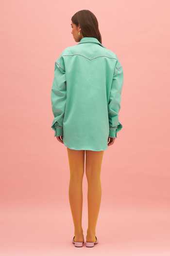 Therealb Freesia Cotton Embellished Shirt Dress 