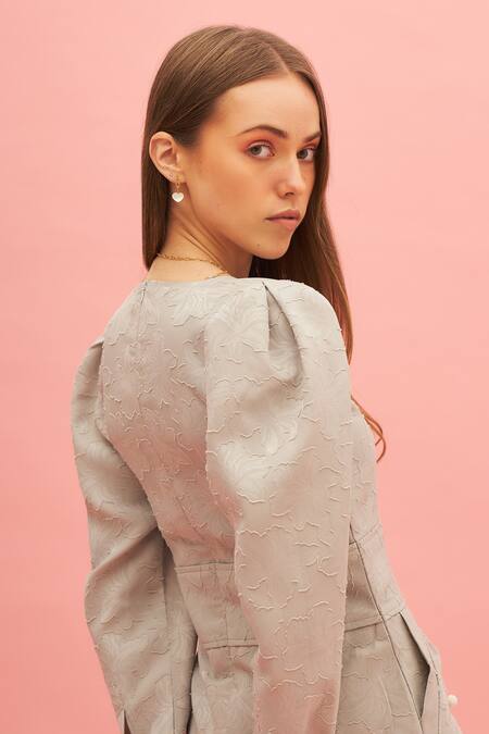 Therealb_Green Floral Motifs V Neck Ladys Mantle Dress _at_Aza_Fashions