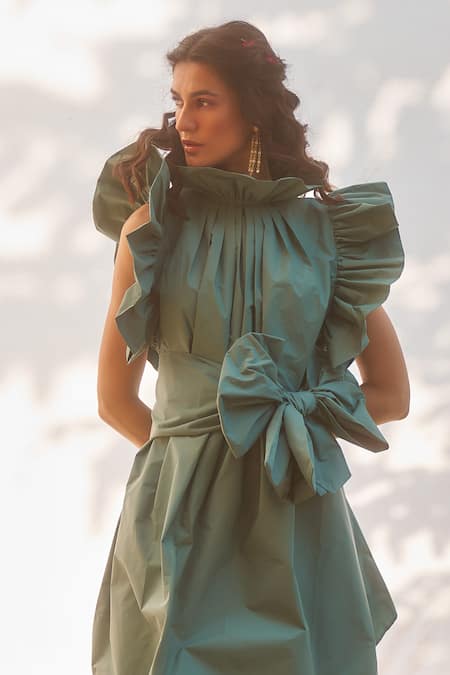 Therealb Moonglow Gathered Ruffle Dress 