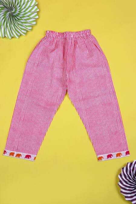 Kids Lane_Pink Soft Cotton Elephant Night Suit _Online_at_Aza_Fashions