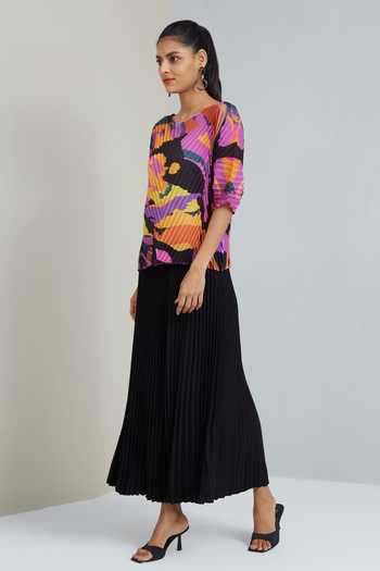 Scarlet Sage_Black Sara Pleated Pant_Online_at_Aza_Fashions