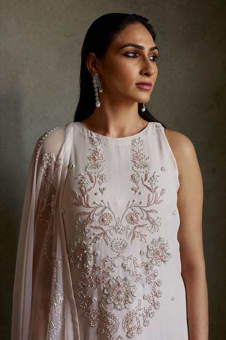 Buy Radha Sharma Pink Georgette Embroidered Floral Round Kurta Gharara Set Online at Aza Fashions Buy_Radha Sharma_Pink Georgette Embroidered Floral Round Kurta Gharara Set _Online_at_Aza_Fashions