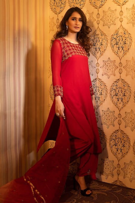 Radha Sharma Sequin Embroidered Kurta Palazzo Set 