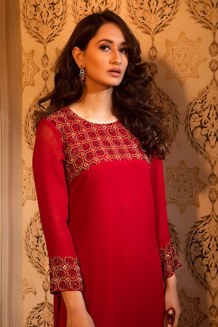 Radha Sharma Sequin Embroidered Kurta Palazzo Set 