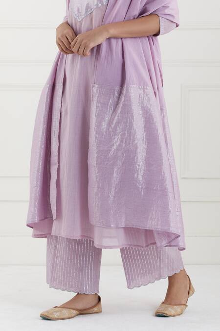 Tashee Pink Cotton Stripes Round Neck Kurta Pant Set at Aza Fashions Tashee_Pink Cotton Stripes Round Neck Kurta Pant Set _at_Aza_Fashions