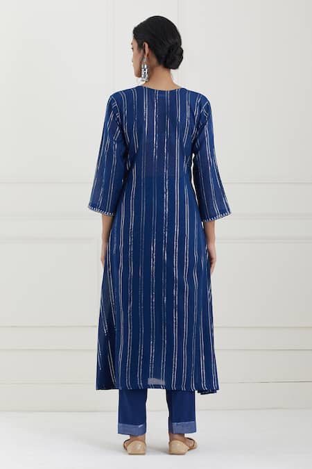 Tashee Lurex Striped Kurta Pant Set 