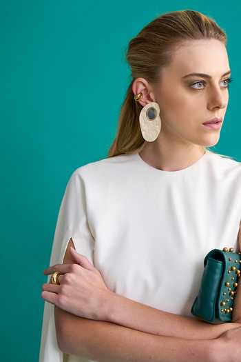 Shop_NOTEBOOK_White Terry Rayon Plain Round Lucy Drape Sleeve Jumpsuit _Online_at_Aza_Fashions