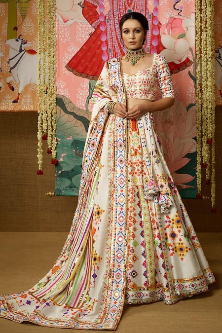 Mayyur Girotra Couture Shubhra Silk Bridal Lehenga Set 