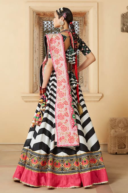 Mayyur Girotra Couture Sanchi Silk Chevron Lehenga Set 