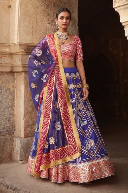 Mayyur Girotra Couture Kanwal Silk Bridal Lehenga Set 