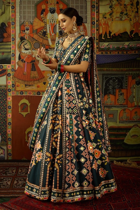 Mayyur Girotra Couture Nisargah Silk Patola Print Lehenga Set 