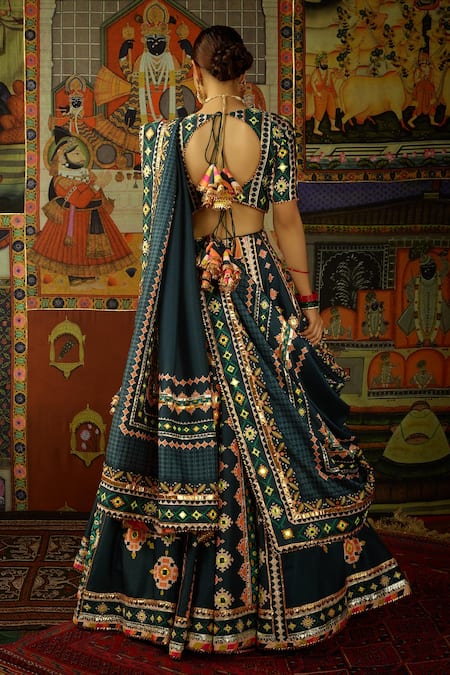Mayyur Girotra Couture Nisargah Silk Patola Print Lehenga Set 
