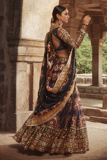 Beige Embroidered Chiffon Lehenga Choli