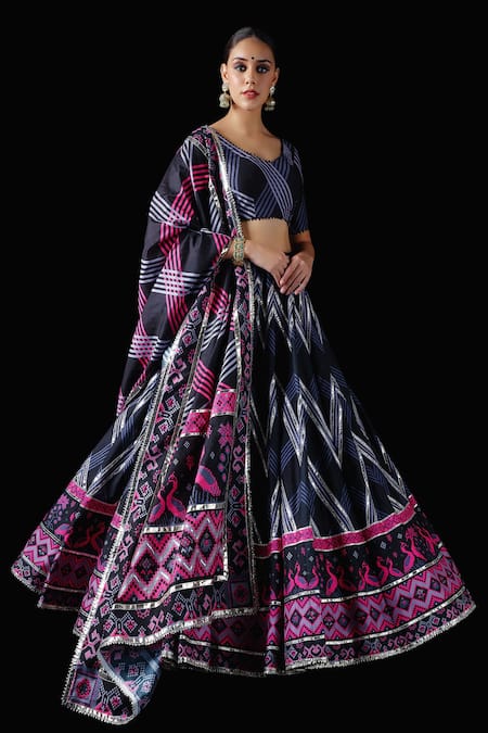 Mayyur Girotra Couture Bakain Silk Lehenga Set 