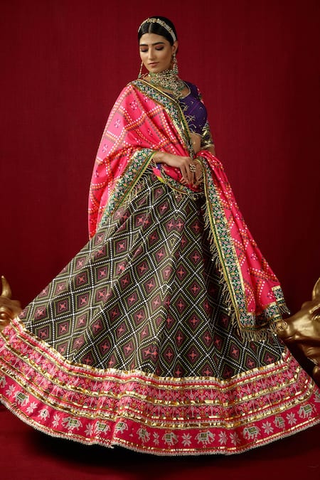 Photo of Colorblocked bridal lehenga in red green and yellow | Indian bridal  dress, Indian bridal lehenga, Bridal lehenga collection
