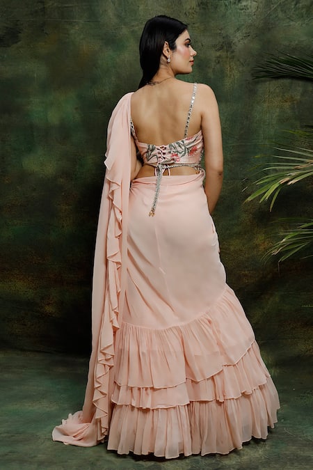 Archana Kochhar Ruffle Pre-Draped Saree With Blouse 