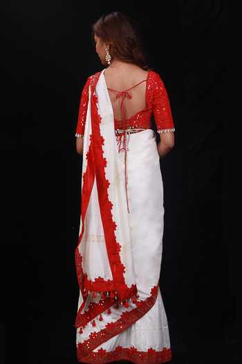 Archana Kochhar Shimmering Rouge Saree With Blouse 