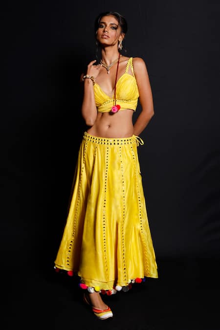 Archana Kochhar Chanderi Embroidered Lehenga & Blouse Set 