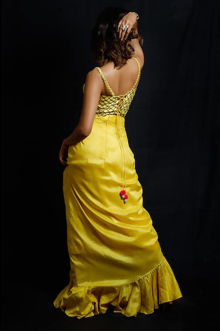 Archana Kochhar Embroidered Corset & Draped Skirt Set