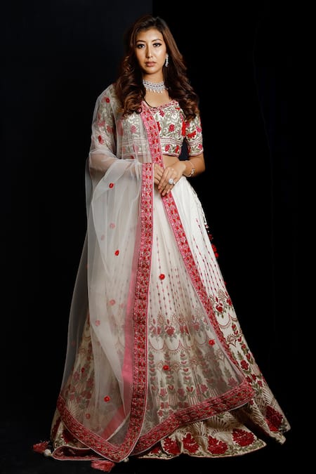 Archana Kochhar Floral Embroidered Bridal Lehenga Set 