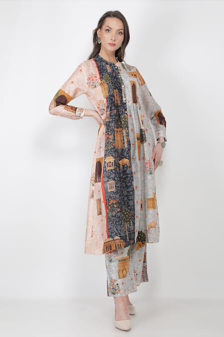 Jajaabor Silk Chanderi Kurta & Pant Set 