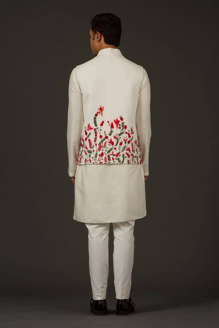 Rohit Bal Linen Floral Embroidered Bundi 