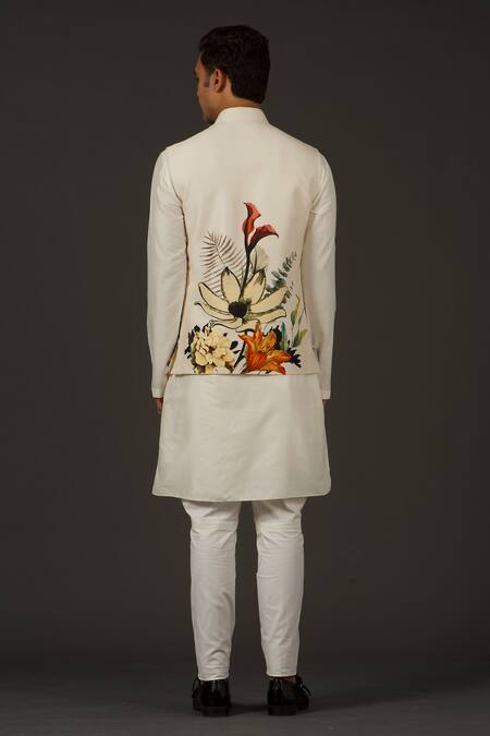 Rohit Bal Linen Floral Print Bundi 