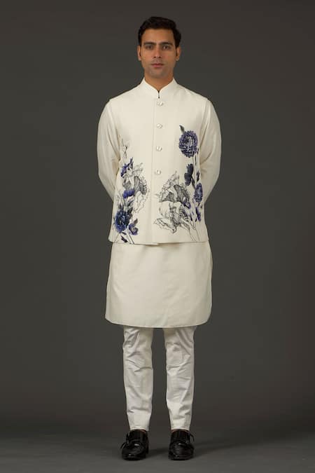 Rohit Bal Linen Floral Print Bundi 