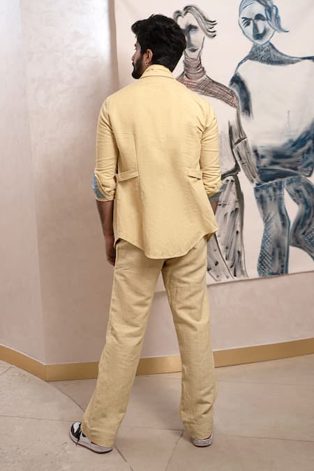 Jatin Malik Cotton Linen Overshirt & Pant Set 