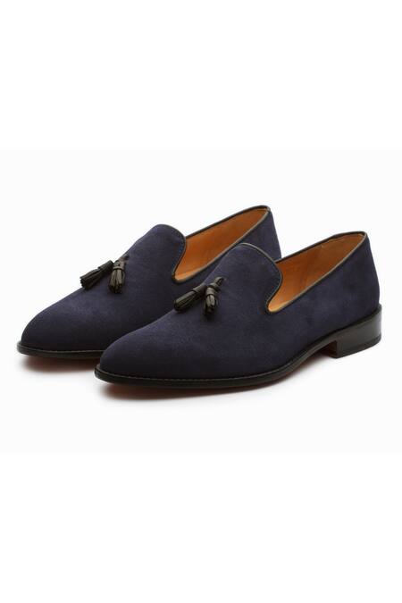 Shop 3dm Lifestyle Blue Suede Tassel Loafers at Aza Fashions Shop_3dm Lifestyle_Blue Suede Tassel Loafers _at_Aza_Fashions