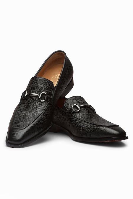 3DM LIFESTYLE Black Horsebit Leather Loafers  