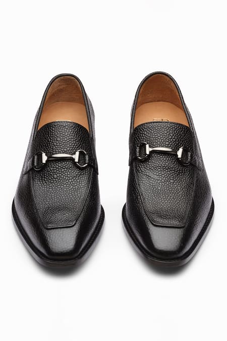 Shop 3dm Lifestyle Black Horsebit Leather Loafers at Aza Fashions Shop_3dm Lifestyle_Black Horsebit Leather Loafers _at_Aza_Fashions