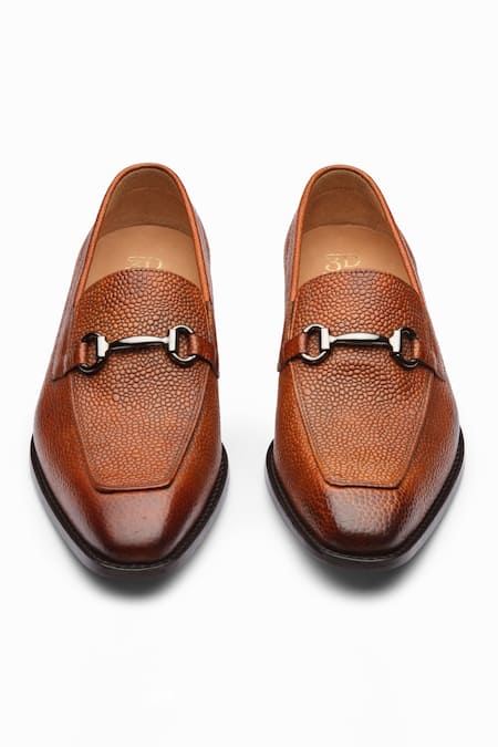 Shop 3dm Lifestyle Brown Horsebit Leather Loafers at Aza Fashions Shop_3dm Lifestyle_Brown Horsebit Leather Loafers _at_Aza_Fashions