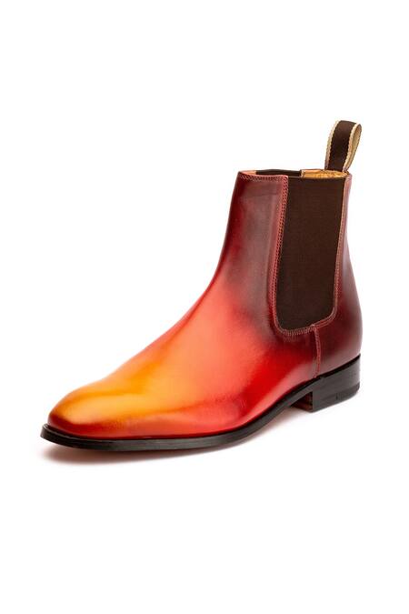 red leather chelsea boots