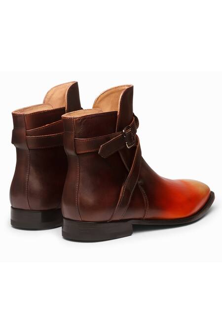 3dm Lifestyle_Red Leather Jodhpur Boots _at_Aza_Fashions