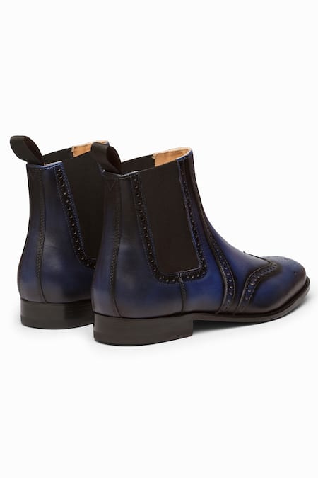 3dm Lifestyle Blue Leather Wingtip Chelsea Brogue Boots at Aza Fashions 3dm Lifestyle_Blue Leather Wingtip Chelsea Brogue Boots _at_Aza_Fashions