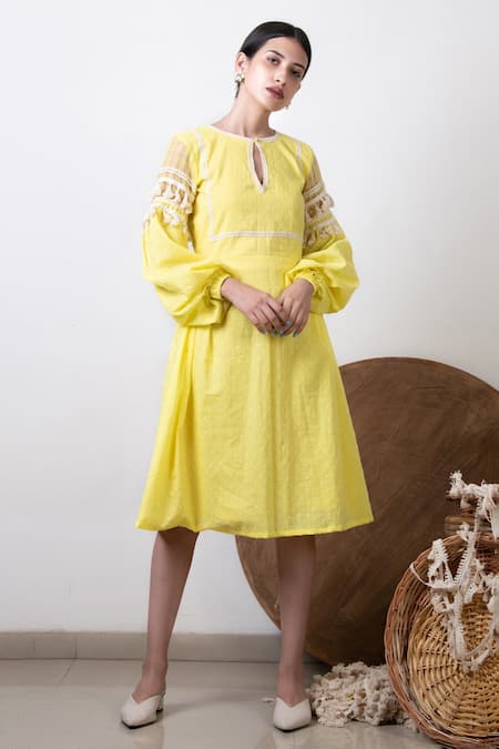 Kalakaari By Sagarika Cotton Puff Sleeve Dress 