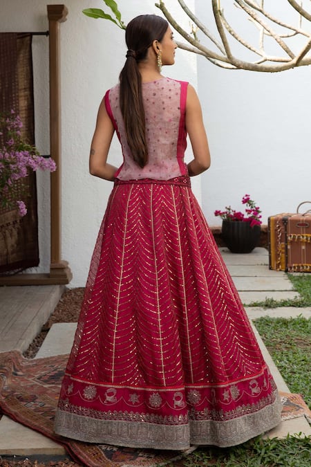 Jade By Monica & Karishma Hiya Embroidered Skirt & Top Set 