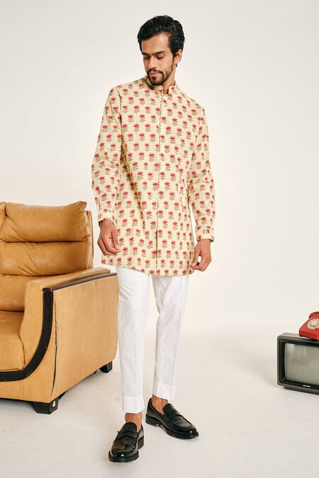 Project Bandi Yellow Cotton Floral Bagh Printed Kurta Set Online at Aza Fashions Project Bandi_Yellow Cotton Floral Bagh Printed Kurta Set _Online_at_Aza_Fashions