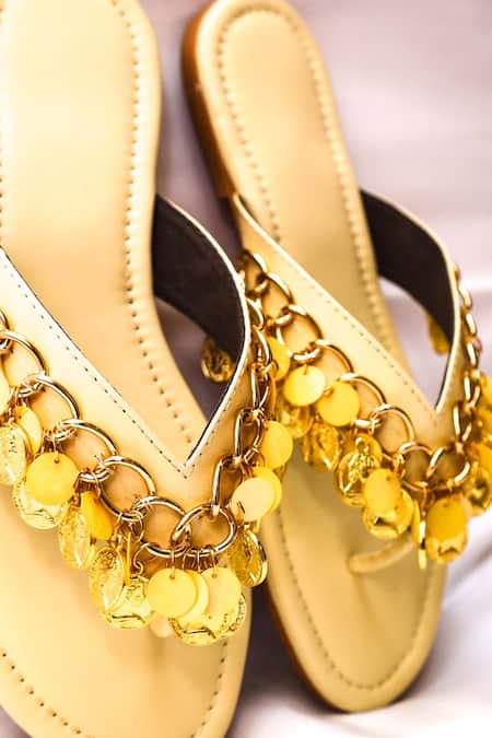 Foot Fuel_Yellow Coin Tassel Flats _Online_at_Aza_Fashions