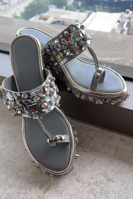 Silver discount rhinestone wedges