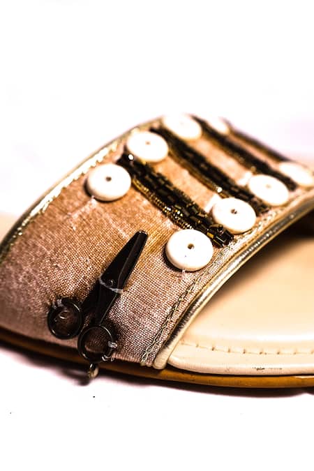 Foot Fuel_Black Cutdana Embroidered Flats _Online_at_Aza_Fashions